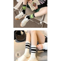 Trampler Pamuklu Çemberli Çizgili Kolej Tenis Unisex Çorap 5 Çift - Çok Renkli