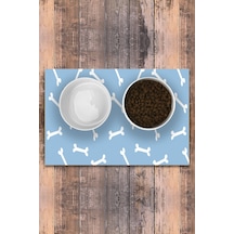 Evaşk Vinil Kaymaz Tabanlı Keçe Baskılı Evcil Hayvan Pet Mama  Paspası 40x60 Renk MAVİ PM3940MAVİ