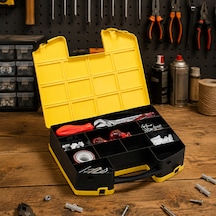 Porsima L-00560 Combo Takım Çantası Çift Taraflı Çok Bölmeli Organizer - Balıkçı Terzi Dişçi Pastane Organizer Kutu Sarı - Siyah