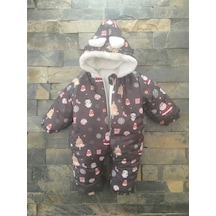 Baby & Baby Unisex Sevimli Noel Baba Ve Arkadaşları Temalı Pamuklu Kozmonot Bebek Tulum Çok Renkli