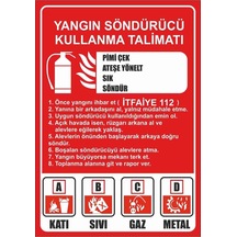 Yangın Söndürme Talimat Levhası Pvc Kaplı İkaz Tabelası