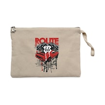 Red Route Car Krem Clutch Astarlı Cüzdan / El Çantası Krem