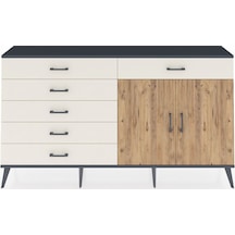 Arges Konsol Tek Raflı 6 Çekmeceli 2 Kapaklı 176x30x99 Antrasit-ç Antrasit-çam/aytaşı