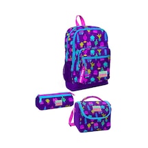 Coral High Kids Mor Pembe Kaktüs Desenli Desenli 3lü Okul Çanta Seti Çok renkli