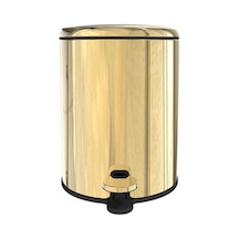 Primanova Cigo Metal Pedallı Çöp Kovası 6 Lt - Sarı Gold İç Kısım Siyah Altın - Siyah