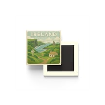 İrlanda - Ireland - Paper Cut Art - Baskılı Buzdolap Magneti Kare - 9x9 Cm