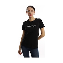 Kadın Minimal Project Basklı Tişört Siyah
