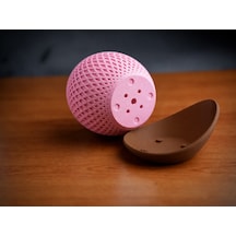 Bezos 3d Baskı Küre Saksı - Kafes Dokulu İki Parçalı Dekoratif Saksı - Pembe-kahverengi 22
