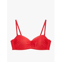 Koton Kalp Yaka Drape Detaylı Straplez Bikini Üstü Kırmızı 6sak10066mm