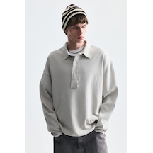 Vamos Relax Fit Polo Yaka Sweatshirt Gri
