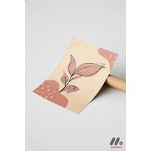Pembe Yaprak Soyut, Çerçevesiz Yüksek Kalite Duvar Afişi - Modern Ev Dekorasyonu