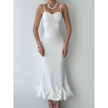 Dominic Eteği Büzgülü Midi Boy Elbise Çok Renkli