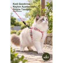 2 Adet Kedi Gezdirme Naylon Ayarlanabilir Göğüs Tasması