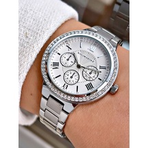 Navimarine Gümüş Renk Çelik Kokrdon Kadın Kol Saati + Bileklik Hediyeli Nda501