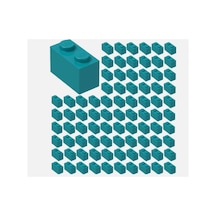 50 Adet 1x2 Koyu Turkuaz Tuğla Duvar Parçası - 50 Piece 1x2 Dark Turquoise Brick Parts