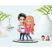 Kişiye Özel Sevgililer Karikatürlü 3D Ahşap Biblo Ve Isimli Silve (473842644)