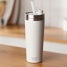 Gri Paslanmaz Çelik Pipetli Termos Kupa - 660 Ml Büyük Boy Venti - Sıcak Ve Soğuk Tutan Mug - Araç Ve Ofis Tipi Çok Renkli