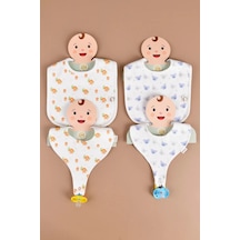 E&f Store 4'lü Sıvı Geçirmez Mama Önlüğü Seti - Aslan/koala Çok Renkli
