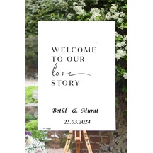 Karşılama Panosu İçin 40 Cm Genişliğinde Siyah Renk Yazı Ayna İçin Yazı Welcome To Our Love Story Yazısı