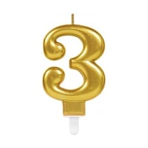 3 Rakamı Mum Gold Renk Çok renkli
