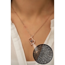 100 Dilde Seni Seviyorum Yazılı 925 Ayar Gümüş Rose Gold Kaplama Kolye