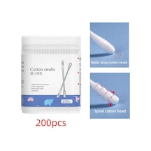 200 Adet Kutu Bebek Pamuk 100 Adet Ince Tomurcuklar Temizleme Tek Kullanımlık Çift Uçlu Pamuk Tomurcukları 200pcs-spiral Head