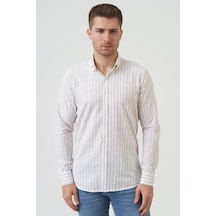 White Stone Bathurst Regular Fit G2001 Pamuklu Keten Gömlek Bej-bej Bej