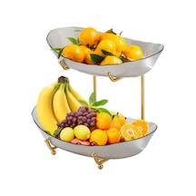 Xindoker Gri Akrilik Ve Demir 2 Katlı Mutfak Sepeti - Mevsim Meyveleri, Atıştırmalıklar Ve Tatlılar İçin Konforlu Sergi Rafı Gri