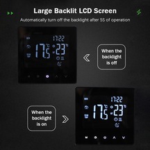 Leezsing Termostat Akıllı Termostat Sıcaklık Kontrol Cihazı Su Isıtma Lcd Ekran Siyah