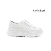 Gönderi(R) Gönderi R Beyaz Fermuarlı Dolgu Taban Hakiki Deri Sneaker Beyaz
