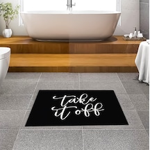 Evaşk Banyo Paspası İpeksi Kadifemsi Halı Yüzey Kaymaz Taban 45x75 BM01345S Siyah