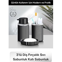 Sabunluk Plastik Banyo Seti 3 Lü Diş Fırçalık Sıvı Sabunluk Katı Sabunluk Modern Düzenleyici Şık Da Siyah