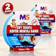 2 Adet Ultra Güçlü Çift Taraflı Köpük Montaj Bandı 19 Mm X 10 Mt Metal Plastik Cam Bantı Bantları