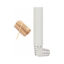 Pratik İkram Seti - 50 Adet Karton Bardak 7 Oz + 50 Adet Ahşap Karıştırıcı Çok Renkli
