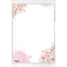 A5 Çiçek Bloknot Çizgisiz Defter - 50 Yaprak - Memopad - Notepad - Not Defteri - Not Kağıdı - 2971 Çok Renkli