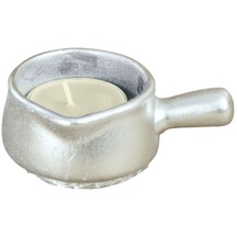 Mumluk Şamdan Tealight Mum Uyumlu Mini Tava Model - Gümüş