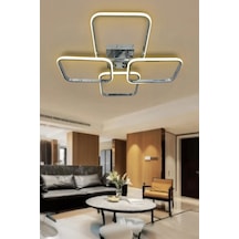 4'lü Kare Plafonyer Led Avize - - Kumandasız / Krom Krom