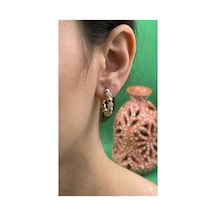 Xuping Rose Gold Renginde Halka Model Zirkon Taşlı Küpe Altın