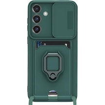 Samsung Uyumlu Galaxy S25 Plus Kılıf Zuma Kartvizitli Yüzüklü Silikon Yeşil