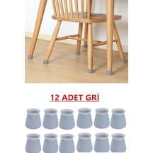 12 Ad Gri Masa Sandalye Mobilya Ayağı Koruyucu Silikon Kılıf -gürültü Emici Parke Koruyucu Silikon G Diğer