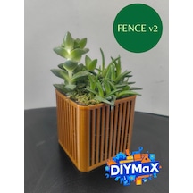 Fence V2 İç İçe Geçmeli 2 Parça Saksı & Organizer 8x8x8 Cm Modern Siyah - Gold