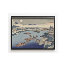 Hokusai Ay Işığında Yodo Nehri Çerçevesiz Poster 30x42 Cm A3 Tablo Japon Sanatı Duvar Dekoru