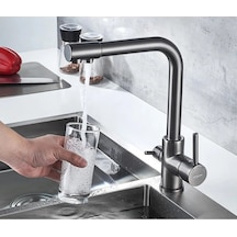 Mutfak Eviye Bataryası Dual Flow Aritma Çikişli Antrasit Gri