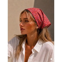 Kadın Bandana %100 Pamuk Yakmaz-terletmez-kaymaz Yazlık Bandana Fular Kırmızı - Sarı