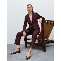 Koton Düz Paça Kumaş Pantolon Yüksek Bel Bordo 4wak40103uw 4WAK40103UW467 Bordo