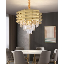 Corde 40'lık Gold Kaplamalı Kristal Avize Gold