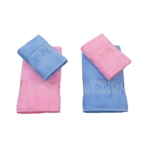 Nurpak 4 Parça Bambu Havlu Takımı Pembe Mavi Nurpak 4 Parça Bambu Havlu Takımı Pembe Mavi