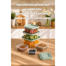 Porsima Sa-645-1 6 Adet 12 Parça Derin Dondurucu Mikrodalga Saklama Kabı - Çok Amaçlı Erzak Saklama Kabı Seti Yeşil
