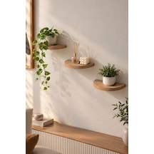 Sulorahome 3'lü Oval Duvar Rafı Ceviz Desenli 115 Cm