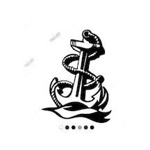 Halatla Çelikle Bağlı Deniz Çapası Sticker 17Cm